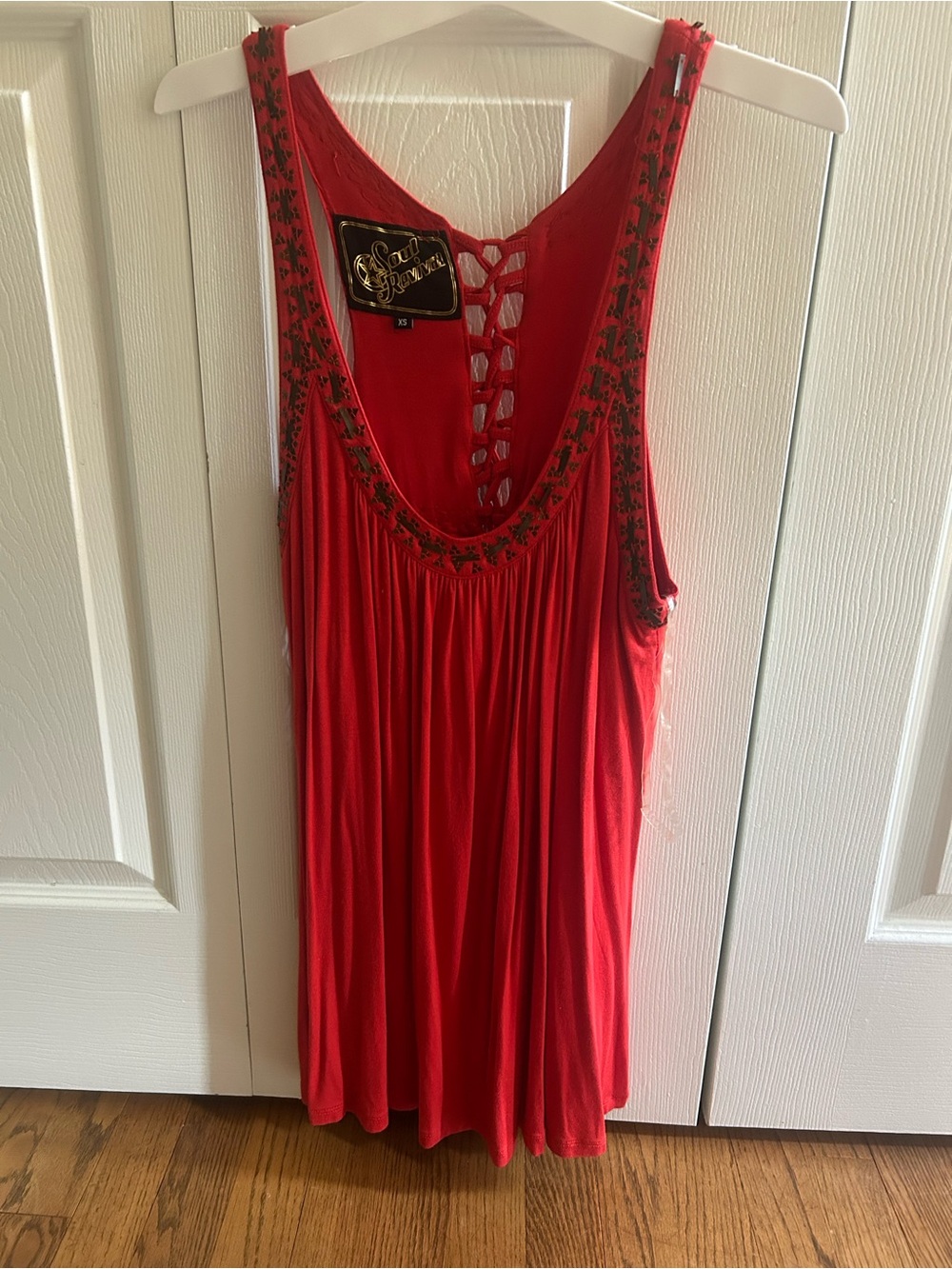 Soul Revival Red Embroidered Tank Tunic